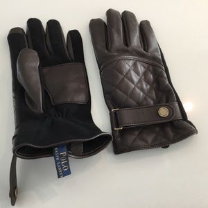 Ralph Lauren Driving Gloves. Leather and Flannel.